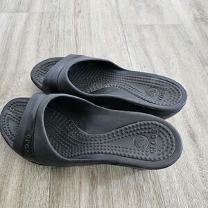 Crocs Women's Kadee Wedge Size 8 Slip On Sandals Mules Black Comfort